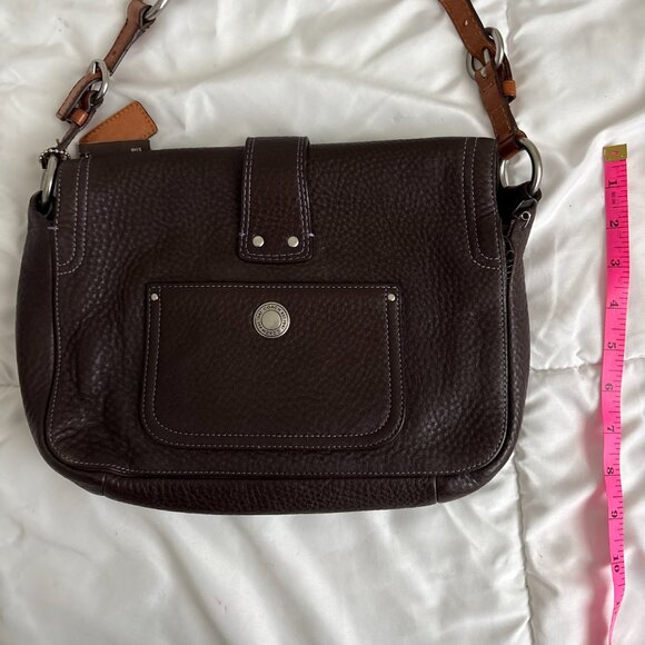 Vintage Coach CHELSEA Brown Pebbled Leather Shoulder Handbag Flap - Picture 10 of 11